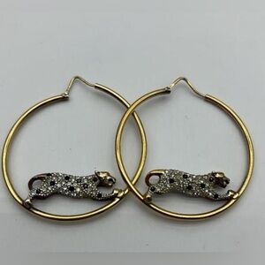 Vintage Airoldi Panther Hoop Earrings 925 Silver